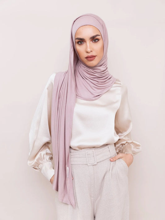 2023 New Muslim Women High Quality Jersey Hijab Mercerized Cotton Instant Headscarf Islam Pure Color Versatile Fashion Turban