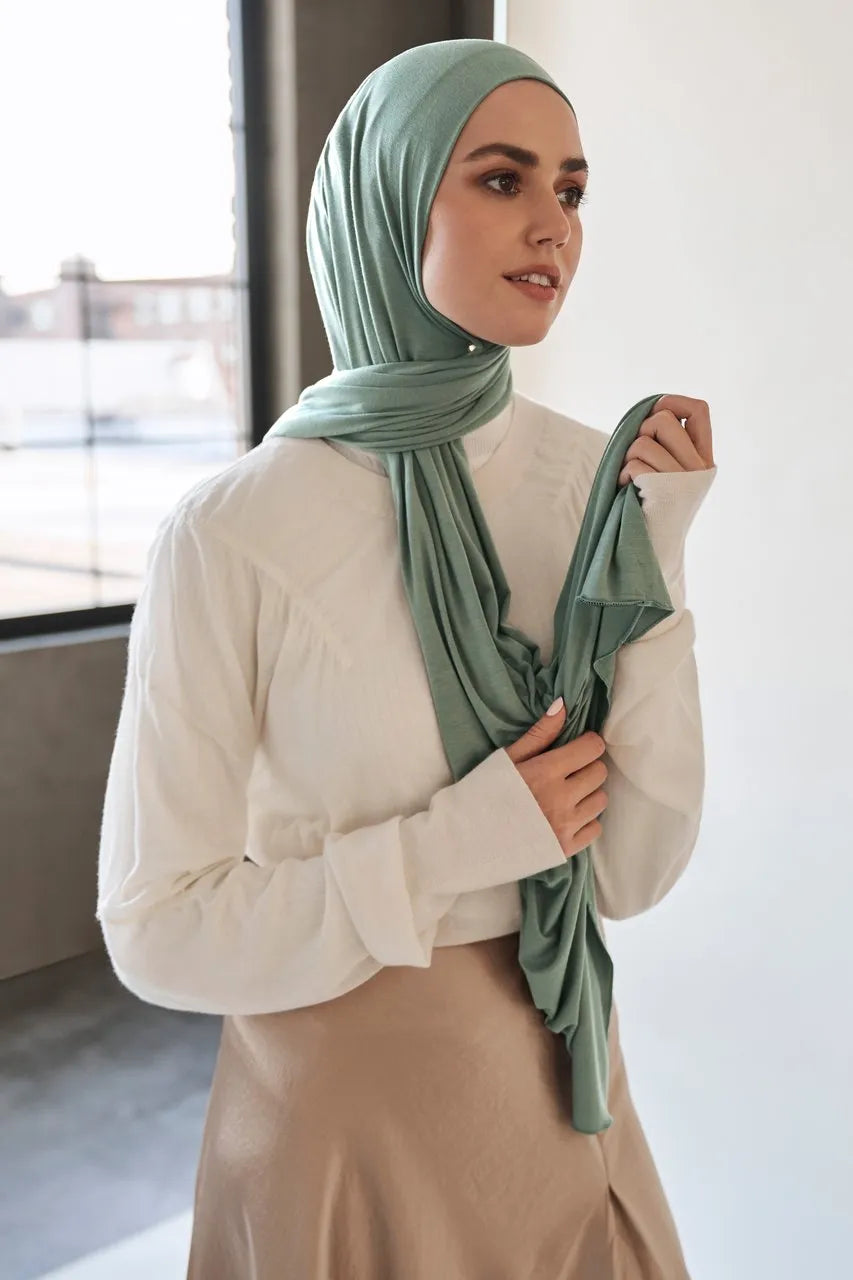 2023 New Muslim Women High Quality Jersey Hijab Mercerized Cotton Instant Headscarf Islam Pure Color Versatile Fashion Turban