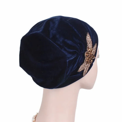 2023 New Jewelry Velvet Turban Caps Muslim Rhinestone Hijab Scarf Bonnet Women Headband Turbans Islamic Wrap Head Scarves