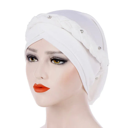 Braid Islamic Milk  Silk Polyester  Prayer Hats Wraps Hijab Caps Women Muslim Cap Islamic Hijab Turban