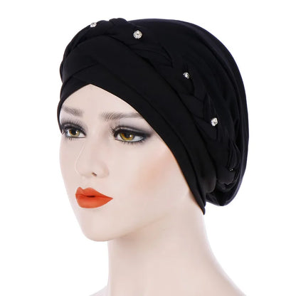 Braid Islamic Milk  Silk Polyester  Prayer Hats Wraps Hijab Caps Women Muslim Cap Islamic Hijab Turban