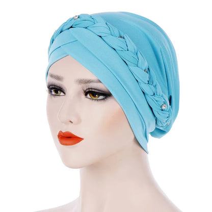 Braid Islamic Milk  Silk Polyester  Prayer Hats Wraps Hijab Caps Women Muslim Cap Islamic Hijab Turban